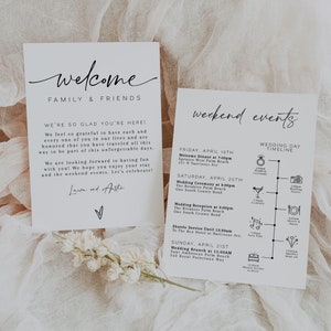 Wedding Welcome Bag & Itinerary Template, Wedding Order of Events, Wedding Weekend Timeline, Wedding Itinerary, Wedding Schedule | LAURA