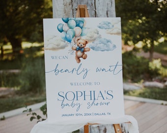 Blue Bear Baby Shower Welcome Sign | BEAR