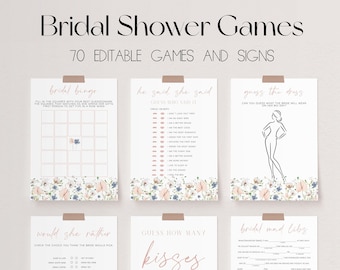 Wildflower Bridal Shower Games, Floral Wedding Shower Games Bundle, Editable Bridal Shower Game Bundle, Printable Bridal Party Games | BLAIR