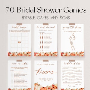 Fall Bridal Shower Games Bundle, Fall in Love Bridal Shower Games, Boho Fall Wedding Shower Games Autumn, Editable Bridal Party Games | DORA