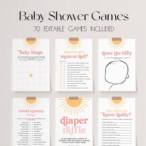 70 Baby Shower Games, Sun Baby Shower Game Bundle, Little Ray of Sunshine Baby Shower Bundle, Baby Party Games, Boho Sunshine Games | SHINE