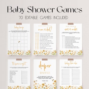 70 Baby Shower Games, Bee Baby Shower Game Bundle, Floral Baby Shower Bundle, Sweet as can Bee Baby Party Games, Honey Bee Shower Games |BEE