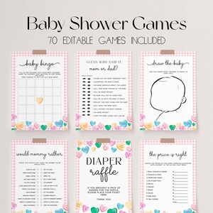70 Baby Shower Games, Valentine Baby Shower Game Bundle, Little Sweetheart Baby Shower Bundle, Conversation Hearts Baby Party Games | SWEET