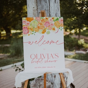 Citrus Bridal Shower Welcome Sign Template, Main Squeeze Bridal Shower Welcome Poster, Lemon Welcome Sign Poster, Floral Shower | LOLA