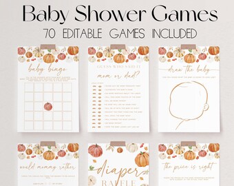 70 Baby Shower Games, Little Pumpkin Baby Shower Game Bundle, Fall Baby Shower Bundle, Autumn Baby Party Games, Pumpkin Shower Games | CORA