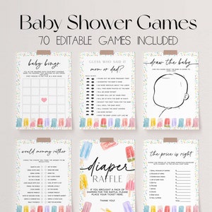 70 Baby Shower Games, Popsicle Baby Shower Game Bundle, Ready to Pop Baby Shower Bundle, Baby Party Games, Ice Cream Baby Games | POP