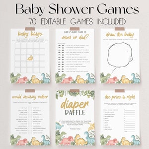 70 Baby Shower Games, Dinosaur Baby Shower Game Bundle, Dino Baby Shower Bundle, Baby Party Games, Rawr It&#39;s a Boy Baby Games | DINO
