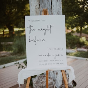 Rehearsal Dinner Welcome Sign Template, The Night Before Welcome Sign, We&#39;re So Glad You&#39;re Here, Minimalist Wedding Rehearsal Sign | CHLOE