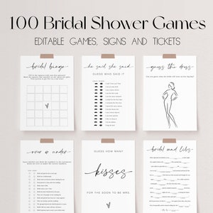 Bridal Shower Games, Minimalist Wedding Shower Games, Printable Bridal Shower Game Bundle, Editable Bridal Party Games, Hen Do Games | LAURA 画像 1