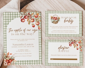 The Apple of Our Eye Baby Shower Invitation Template Set, Autumn Apple Baby Shower Invitation, Fall Baby Shower Invite | GALA