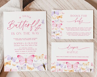 Butterfly Baby Shower Invitation Set, Wildflower Invite | LILY