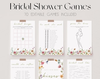 70 gier na wieczór panieński w stylu Wildflower, pakiet boho bridal (do pobrania w wersji cyfrowej)