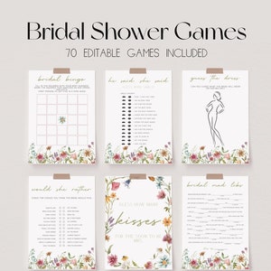 70 Wildflower Bridal Shower Games, Boho Floral Bridal Shower Game Bundle, Wedding Shower Games, Bohemian Bridal Shower Bundle | FLORA