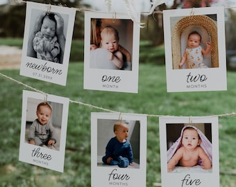Erster Geburtstag Foto Banner Vorlage, 1. Geburtstag Foto Banner, Baby Monatliche Meilenstein Fotokarten, Baby Erstes Jahr Foto Banner