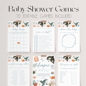 70 Baby Shower Games, Under the Sea Baby Shower Game Bundle, Ocean Baby Shower Bundle, Sea Animals Baby Shower Games, Baby Party Game |OCEAN