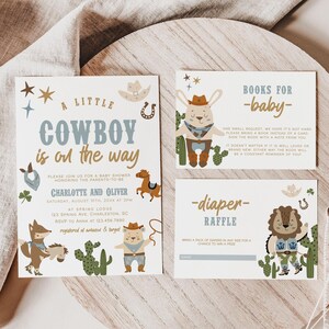 Cowboy Baby Shower Einladung Vorlage Set, Ein kleiner Cowboy Baby Shower Einladung, Wilder Westen Western Baby Shower Invite | WESTEN