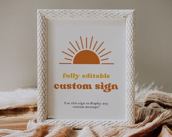 Sun 1st Birthday Party Poster Sign, Editable Template (Digital Download) | SUNNY