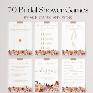 Fall Bridal Shower Games Bundle, Fall in Love Bridal Shower Games, Boho Autumn Wedding Shower Games, Fall Editable Bridal Party Games | FALL