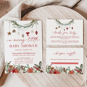 Ensemble de modèles d'invitations pour baby shower, Faire-part pour baby shower de Noël, Faire-part pour baby shower d'hiver, Baby shower pour les fêtes | HOUX