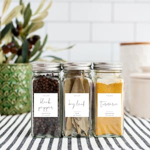 Spice Jar Labels sjabloon, moderne minimalistische Spice Jar Label, bewerkbare Spice Jar Label, DIY Spice Jar Label, aangepaste Spice Label | SARAH