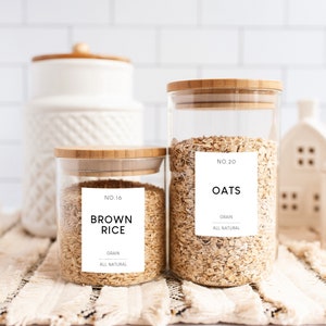 Pantry Labels Template, Modern Pantry Jar Label, Printable Pantry Jar Sticker, Kitchen Organization, Minimalist Spice Jar Label | LILA