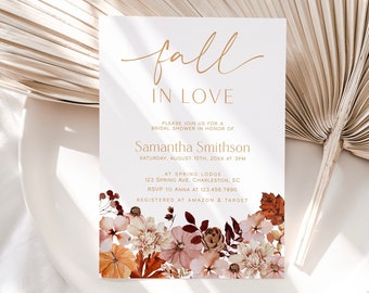 Fall Floral Bridal Shower Invitation Template (Digital Download) | FALL