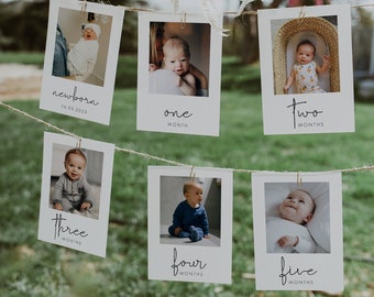 First Birthday Photo Banner, Monthly Milestone Cards (Digital Download)