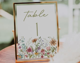 Wildflower Wedding Table Number, Boho Floral (Digital Download)