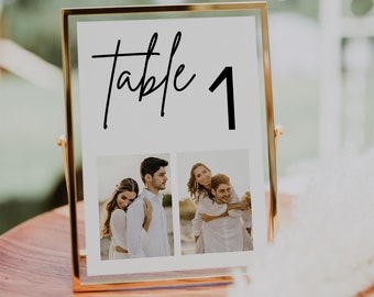 Photo Table Numbers Template, Minimalist Wedding (Digital Download)