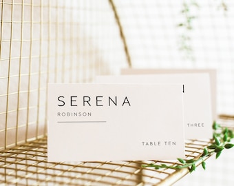 Minimalist Wedding Place Card Template, Modern Escort Card (Digital Download)