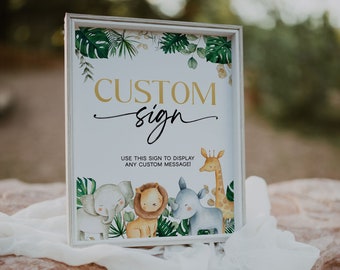 Safari Birthday Sign Template, Jungle Animals, Custom Portrait (Digital Download) | SAFARI