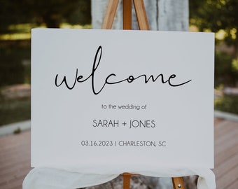 Modern Wedding Welcome Sign Template, Minimalist Wedding Welcome Sign Printable, Welcome Poster, Shower Welcome Sign Editable | GRACE