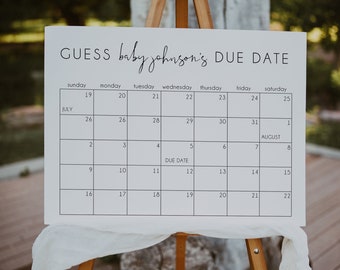 Baby Shower Due Date Calendar Sign Template (Digital Download)