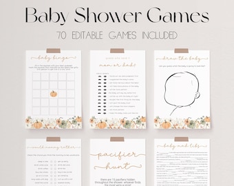Little Pumpkin Baby Shower Games Bundle, Autumn Party (Digital Download)