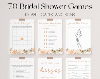Fall Bridal Shower Games Bundle, Fall in Love Bridal Shower Games, Boho Autumn Wedding Shower Games, Editable Bridal Party Games | HAZEL