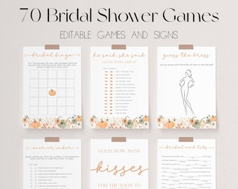 Fall Bridal Shower Games Bundle, Fall in Love Bridal Shower Games, Boho Autumn Wedding Shower Games, Editable Bridal Party Games | HAZEL