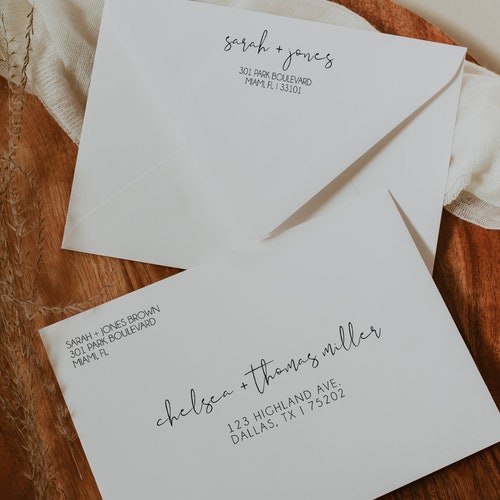Wedding Envelope Template Address Script Printable Envelope | Etsy