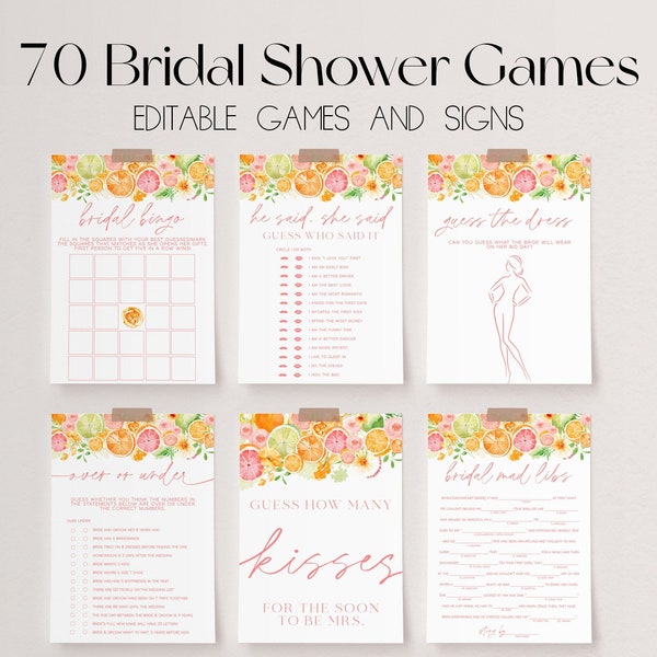 Main Squeeze Bridal Shower Games Bundle, Lemon Bridal Shower Games, Floral Citrus Wedding Shower Games, Editable Bridal Party Games | LOLA