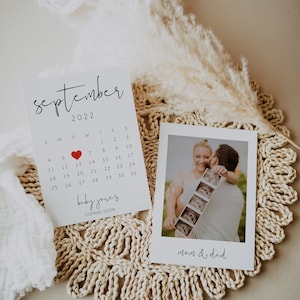 Schwangerschaft Ankündigung Kalender Vorlage, Foto Baby Ankündigung Karte, Social Media Baby Ankündigung Ultraschall, Fälligkeit Kalender | SARAH