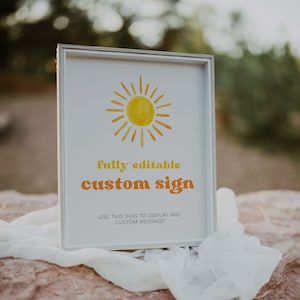 Sun Custom Sign Template, Here Comes the Sun, 1st Trip Around the Sun, Editable Custom Sign, 1st Birthday Party Poster Sign, Sunshine  | SUN