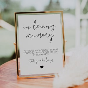 In Loving Memory Sign Template, Printable In Memory Wedding Sign, Wedding Memorial Sign, In Memory Sign, Modern Wedding Memory Sign | SARAH