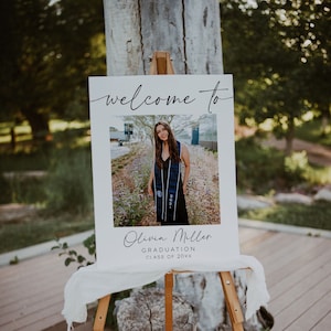 Graduation Welcome Sign Template, Photo Graduation Poster, Graduation Party Welcome Sign, Graduate Decorations, Senior, College | LAURA