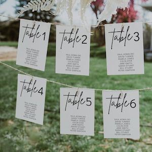 Modelo de cartões de gráfico de assentos para casamento, cartões modernos de gráfico de assentos para mesa de casamento, cartões simples de assentos para casamento, cartões de mesa de assentos | GRAÇA