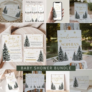Winter Baby Shower Bundle Template, Baby Its Cold Outside Baby Shower Invitation Bundle, Winter Wonderland Baby Shower Decorations | NORTH