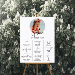 First Birthday Milestone Board Template, Photo Poster (Digital Download)