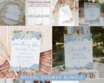 Something Blue Bridal Shower Invitation Bundle, Blue Floral Bridal Shower Invitation and Games Bundle, Hydrangea Bridal Shower Games | MEL