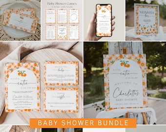 Little Cutie Baby Shower Bundle, Citrus Orange Decorations (Digital Download) | CUTIE