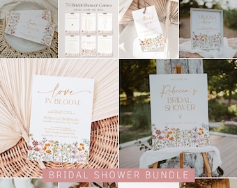 Wildflower Bridal Shower Invitation Bundle, Love in Bloom Bridal Shower Invitation and Games Bundle, Spring Bridal Shower Games | JULIA