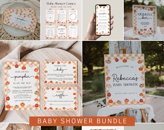 Pumpkin Baby Shower Bundle Template, Fall Theme (Digital Download) | AMBER