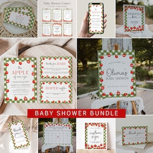Apple of Our Eye Baby Shower Bundle Template, Apple Baby Shower Invitation Bundle, Fall Baby Shower Decorations, Gender Neutral | APPLE
